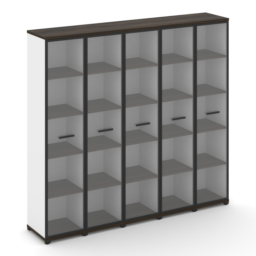 Concept Шкаф 5 узких секций, 5 ниш CN.STU-558 RPB B Дуб Мали/Белый Бриллиант/Металл Черный/Прозрачны