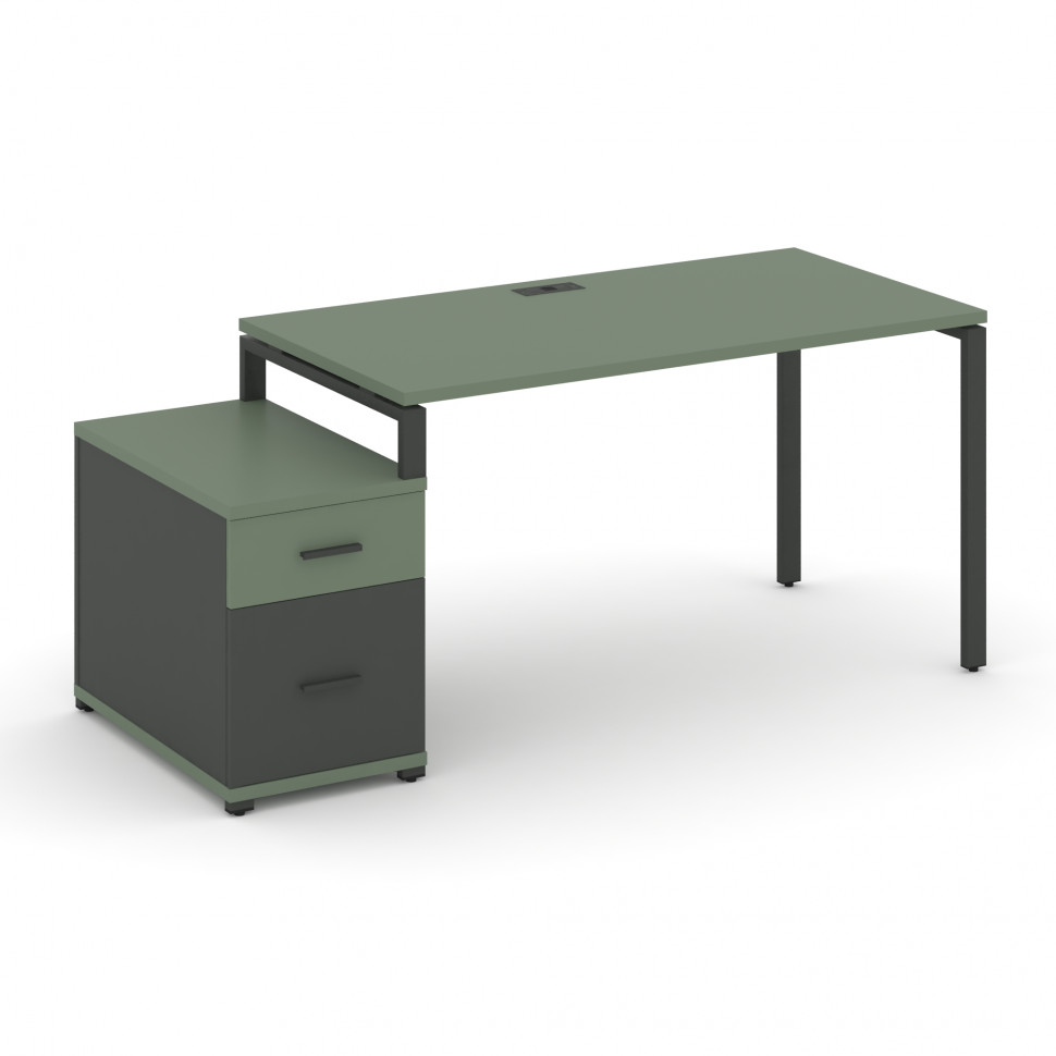 Concept Стол письменный с 1 опорной тумбой CN.SP-305 A Кобо/Антрацит/Металл Антрацит 980/1346*720*75 Concept Стол письменный с 1 опорной тумбой CN.SP-305 A Кобо/Антрацит/Металл Антрацит 980/1346*720*75