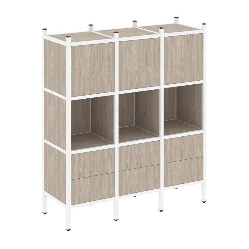 Loft Прямой стеллаж VR.L-08 Дуб Аттик/Металл Белый 1278*446*1458 Loft Прямой стеллаж VR.L-08 Дуб Аттик/Металл Белый 1278*446*1458