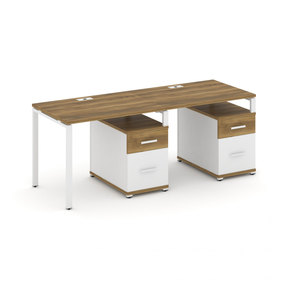 Concept Рабочая станция 2 места с 2 опорными тумбами CN.ORS-313 W Сандал Янтарный/Белый Бриллиант/Ме Concept Рабочая станция 2 места с 2 опорными тумбами CN.ORS-313 W Сандал Янтарный/Белый Бриллиант/Ме