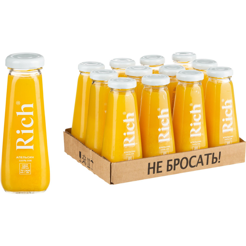 Сок  Rich  апельсин стекл бут 0,2 л
