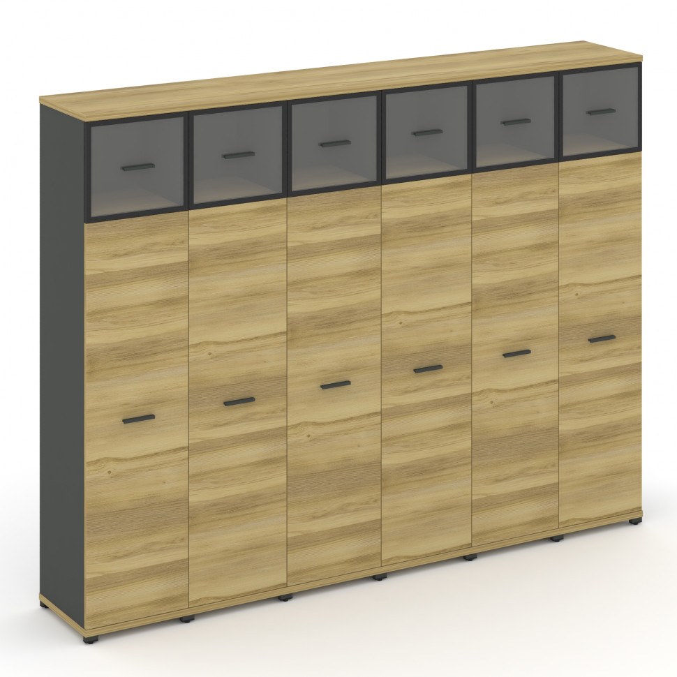 Concept Шкаф 6 узких секций, 5 ниш CN.STU-567 RPB A Дуб Винченцо/Антрацит/Металл Антрацит/Прозрачный