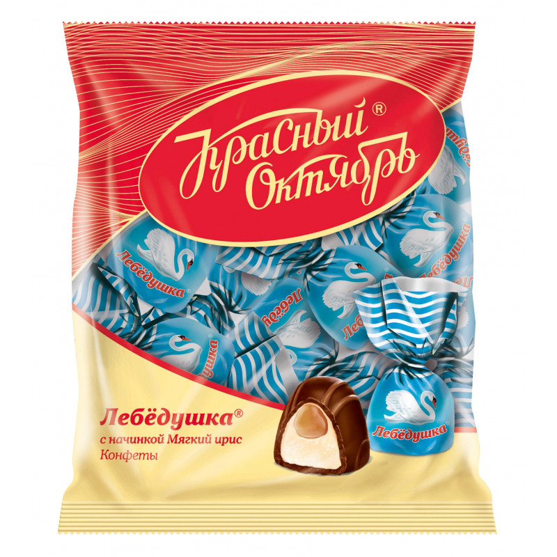 Конфеты шоколадные Лебедушка с начинкой мягкий ирис 250г