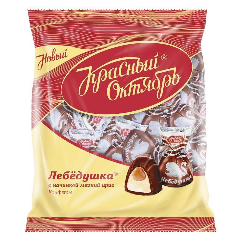 Конфеты шоколадные Лебедушка с начинкой мягкий ирис 250г
