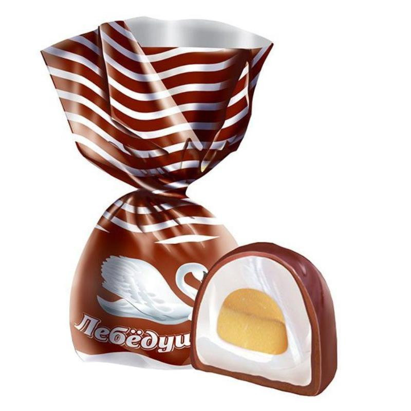 Конфеты шоколадные Лебедушка с начинкой мягкий ирис 250г