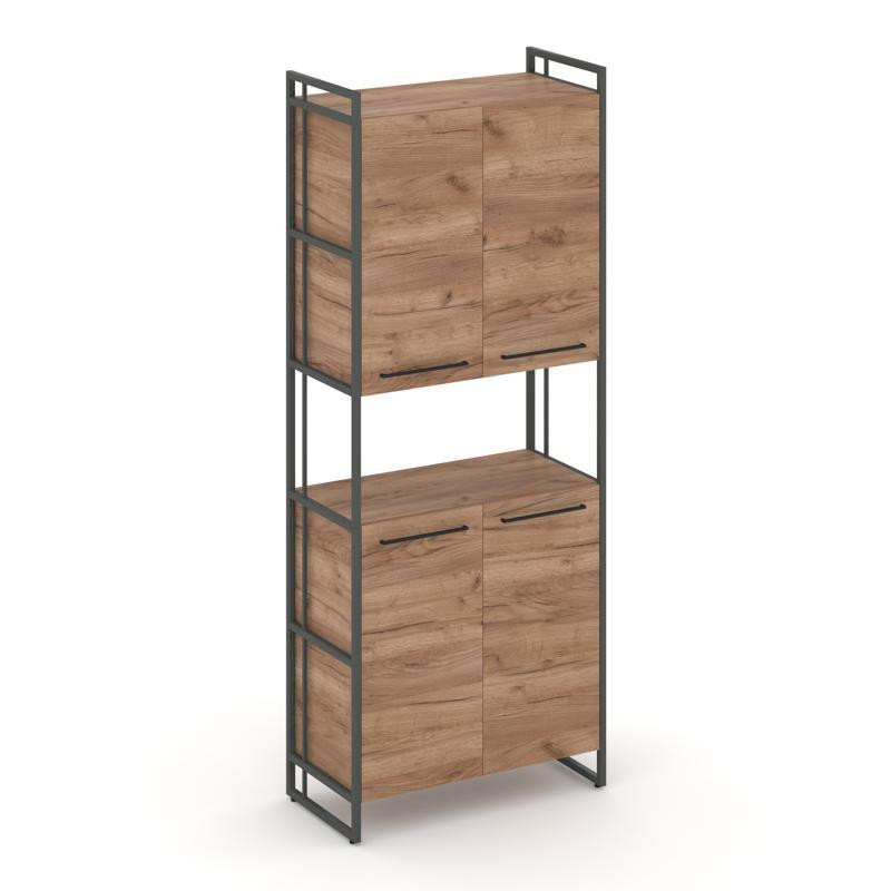 Rift Шкаф 5 ниш широкий RF.SS-52 Дуб Табак/Металл Антрацит/Черный Ручки 798*396*2010