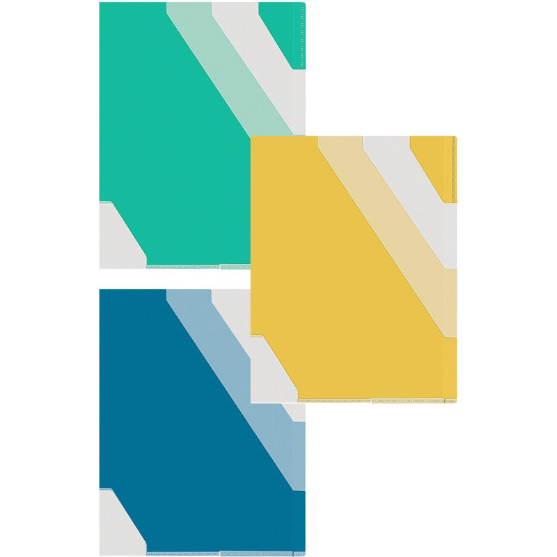 Папка уголок Комус с цв.клап.и 3 цв.разделителями, 10 шт/уп.в асс.