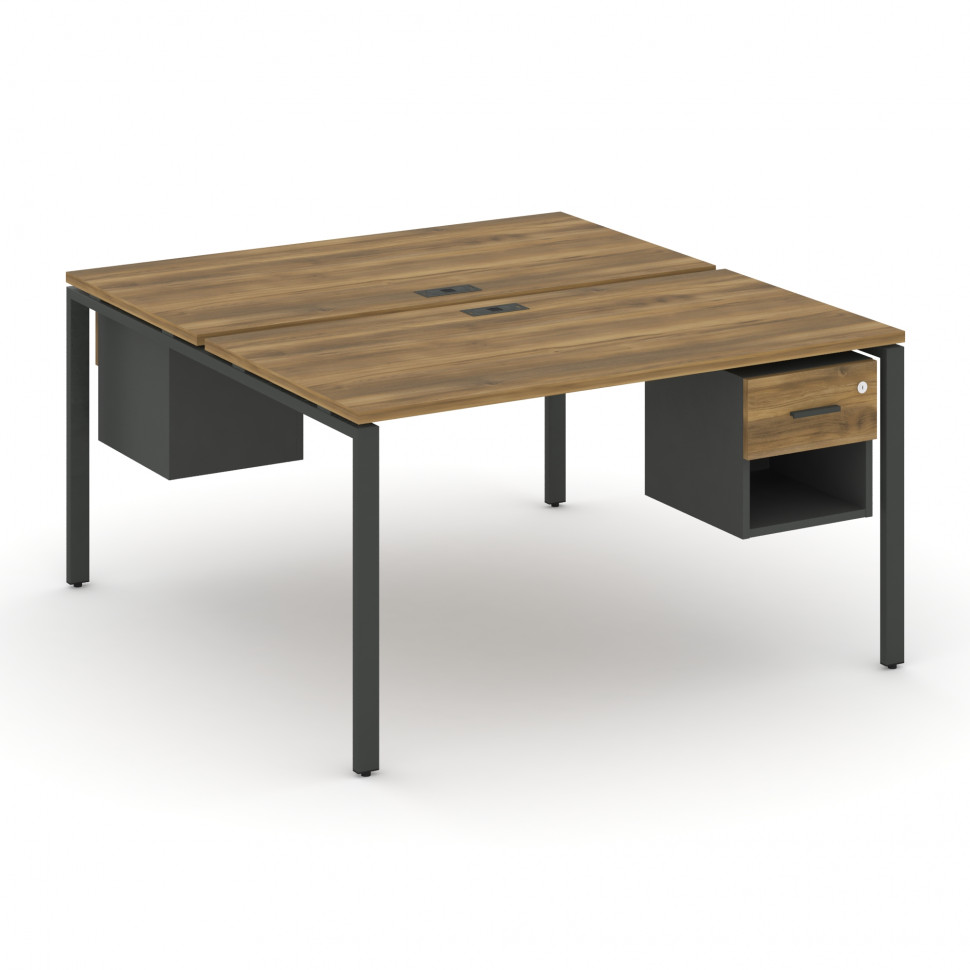 Concept Рабочая станция 2 сторонняя с подвесными тумбами на 2 места CN.DRS-118 A Сандал Янтарный/Ант