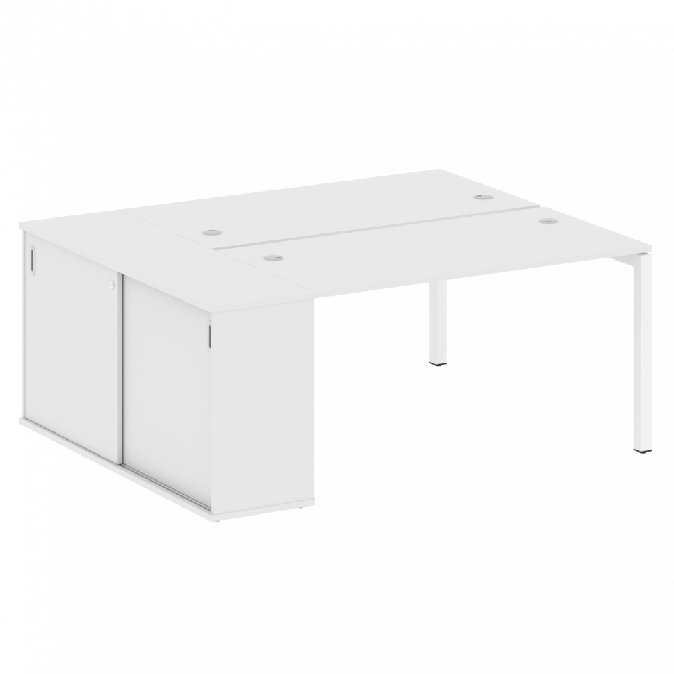 Metal System Quattro Рабочая станция с шкафом-купе на П-образном м/к 50БП.РС-СШК-1.3 Т Белый/Металл