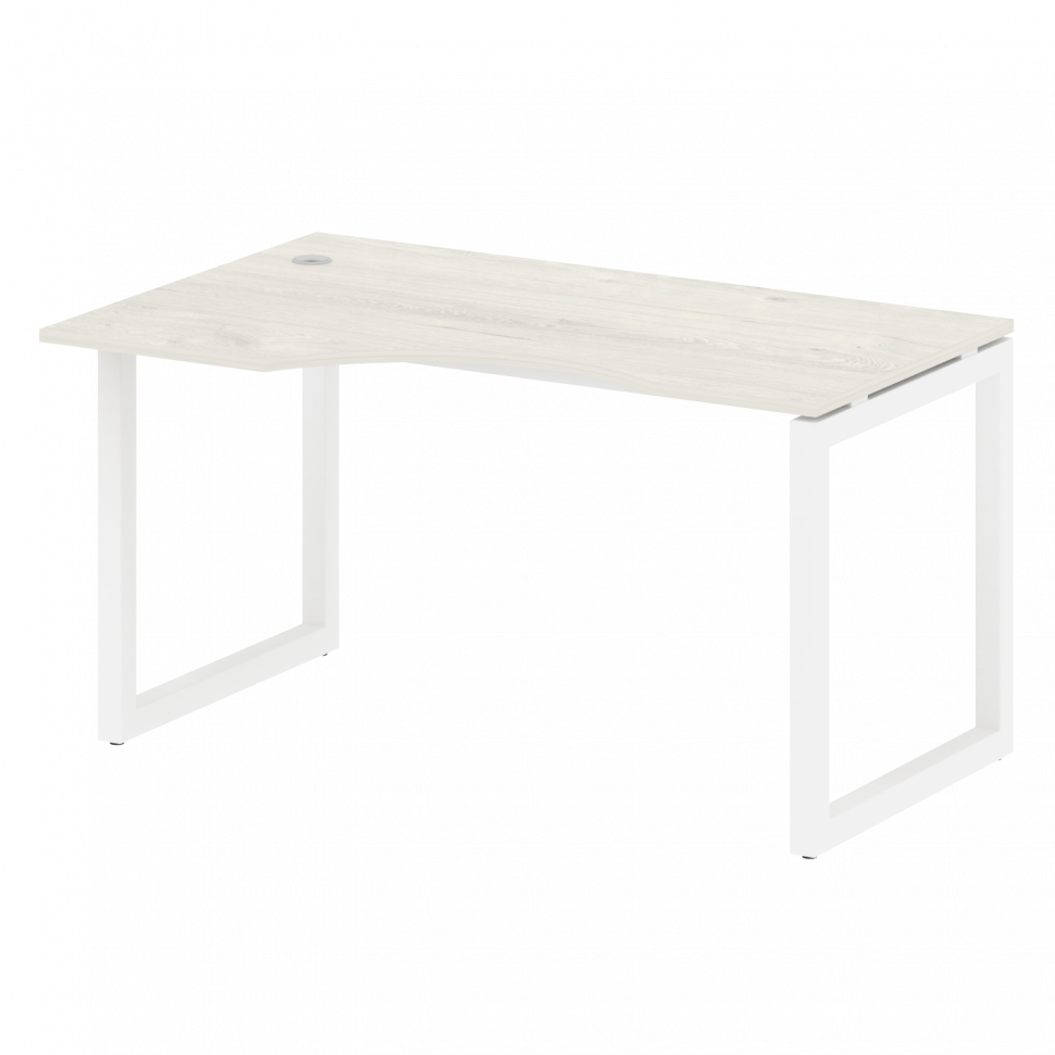 Metal System Quattro Стол криволинейный левый на О-образном м/к 50БО.СА-2 (L) Дуб Наварра/Металл Бел