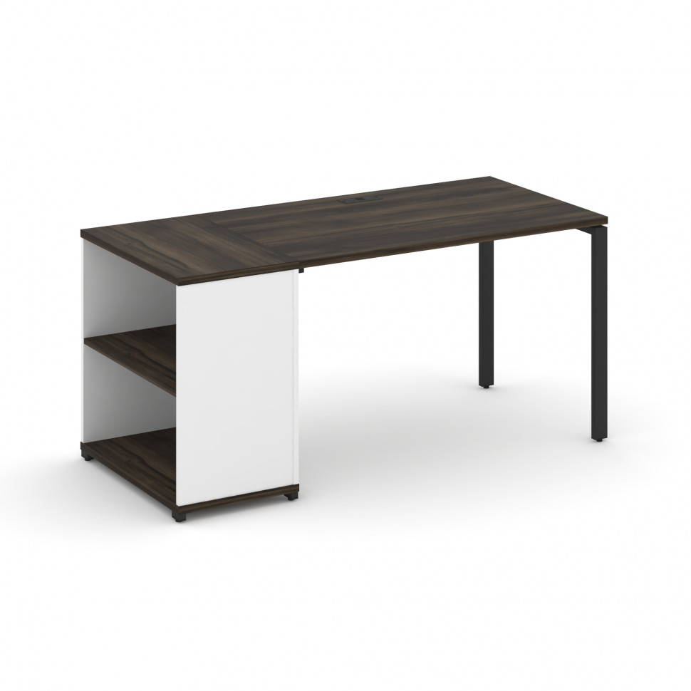 Concept Стол рабочий с опорным стеллажом CN.SP-202 Дуб Мали/Белый Бриллиант/Металл Черный 1600*720*7