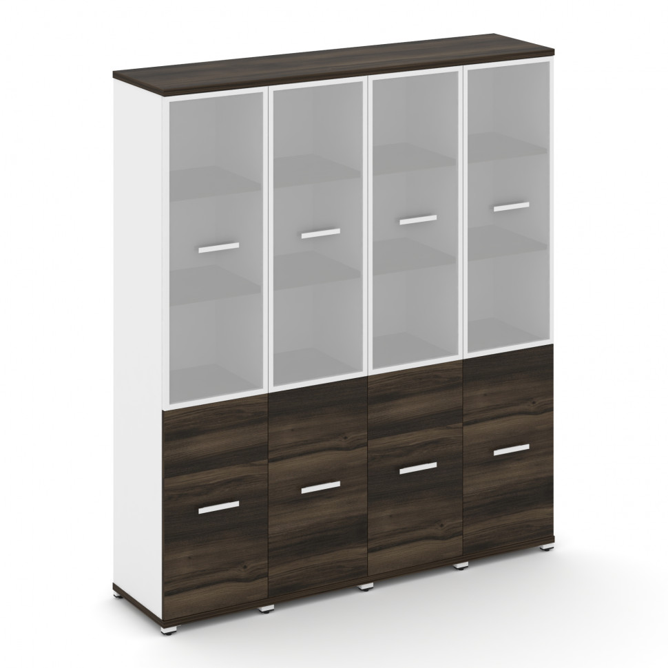 Concept Шкаф 4 узкие секции, 5 ниш CN.STU-542 RMW W Дуб Мали/Белый Бриллиант/Металл Белый/Сатин 1668