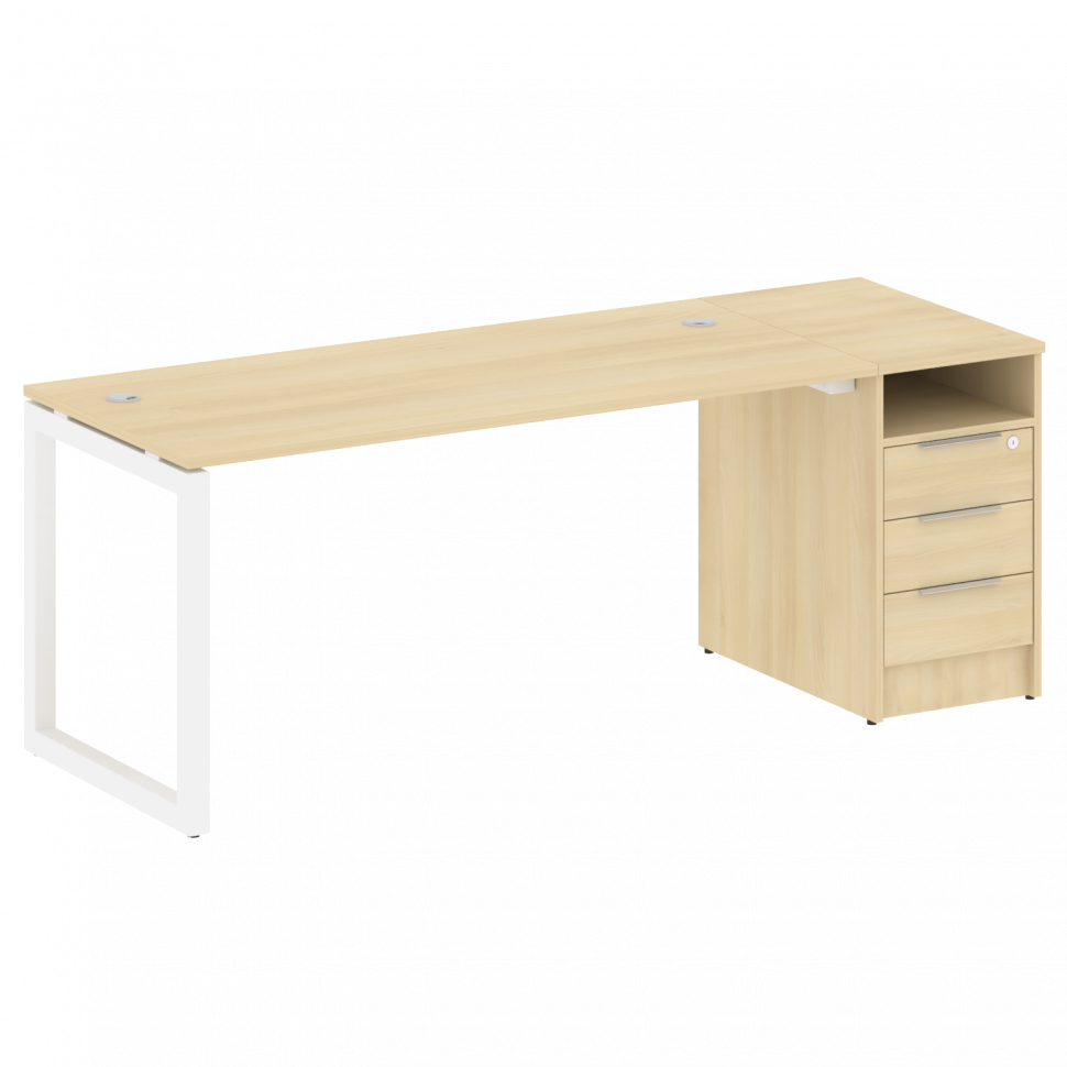 Metal System Quattro Рабочая станция с тумбой на О-образном м/к 50БО.РС-СТП-1.4 Акация Лорка/Металл