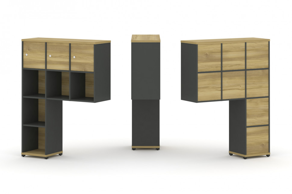 Concept Надставка высокая CN.ONV-003 Дуб Винченцо/Антрацит/Металл Антрацит 1099*350*1486