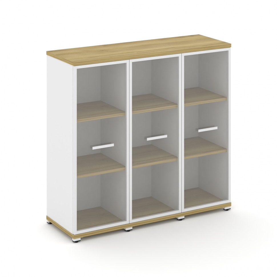 Concept Шкаф 3 узкие секции, 3 ниши CN.STU-336 RPW W Дуб Винченцо/Белый Бриллиант/Металл Белый/Прозр