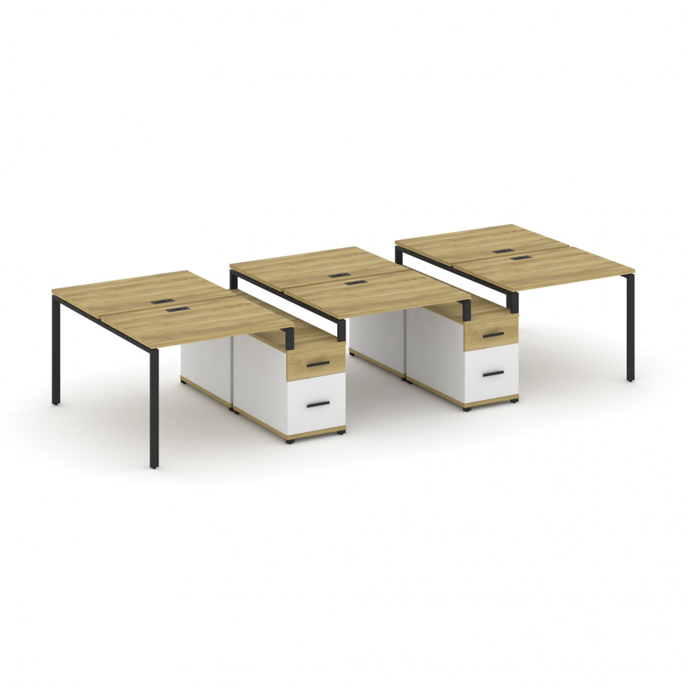 Concept Рабочая станция 6 мест с 2 двухсторонними опорными тумбами CN.DRS-337 B Дуб Винченцо/Белый Б Concept Рабочая станция 6 мест с 2 двухсторонними опорными тумбами CN.DRS-337 B Дуб Винченцо/Белый Б