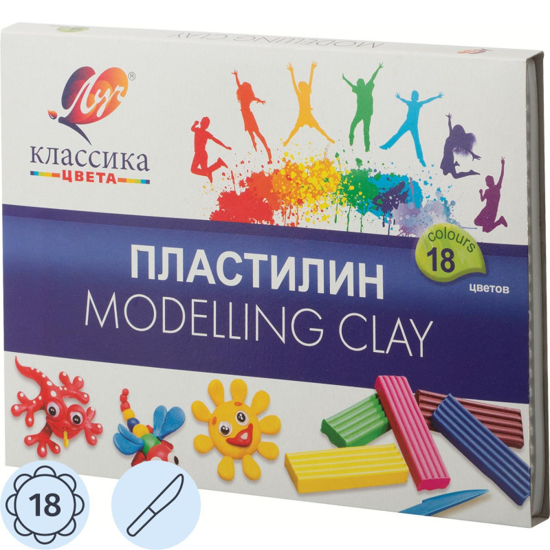 Пластилин классический Луч Классика 18 цв 360 гр со стеком