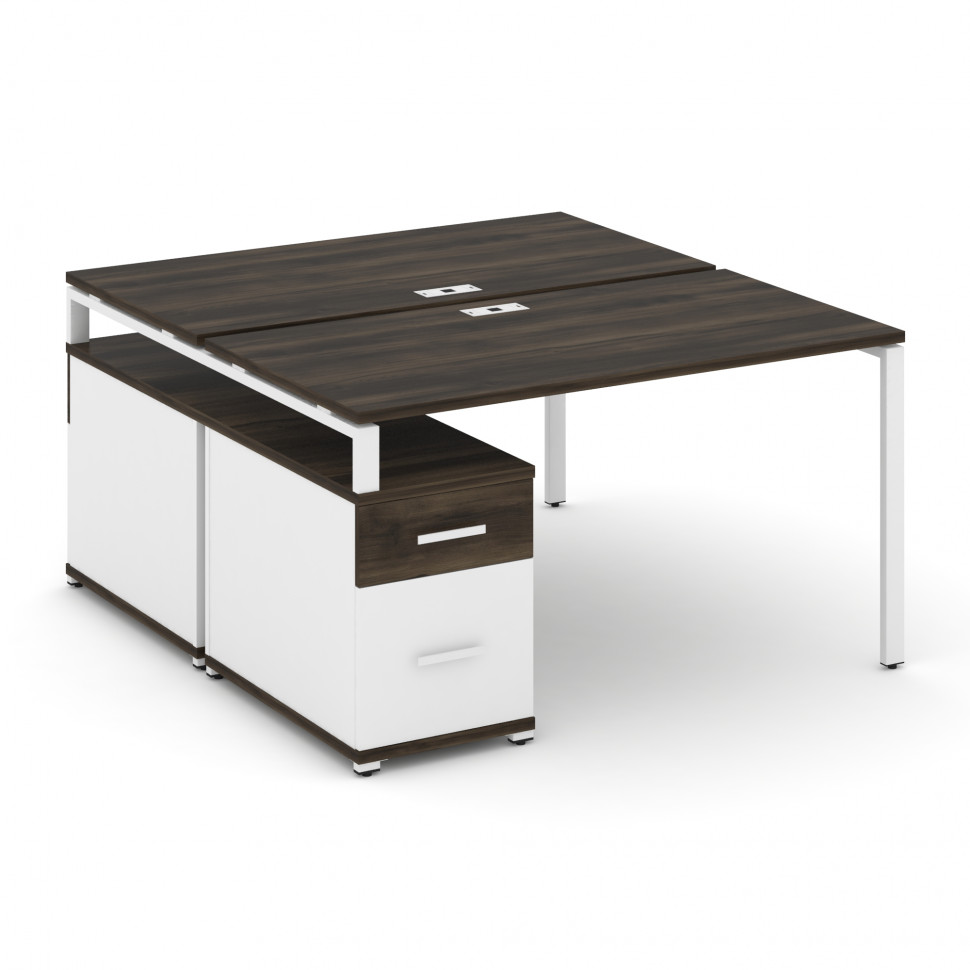 Concept Рабочая станция 2 места с двухсторонней опорной тумбой CN.DRS-307 W Дуб Мали/Белый Бриллиант Concept Рабочая станция 2 места с двухсторонней опорной тумбой CN.DRS-307 W Дуб Мали/Белый Бриллиант