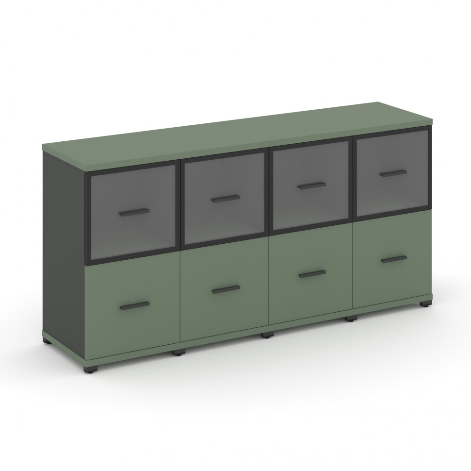 Concept Шкаф 4 узкие секции, 2 ниши CN.STU-242 RPB A Кобо/Антрацит/Металл Антрацит/Прозрачный 1668*4