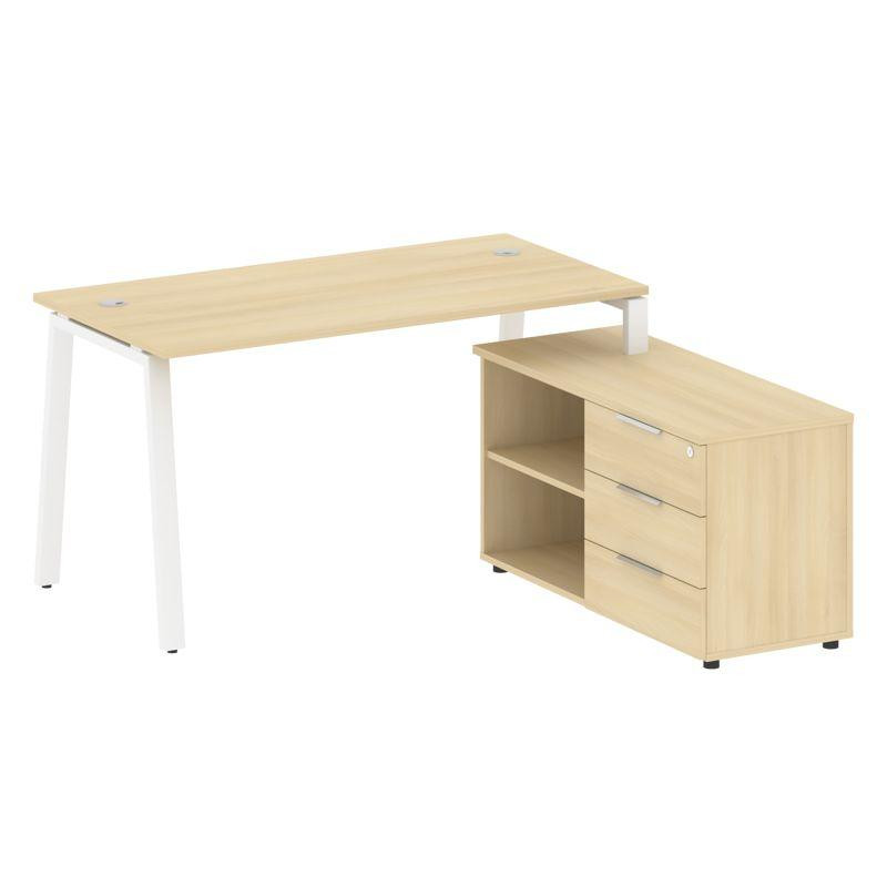 Metal System Рабочая станция с тумбой на А-образном м/к БА.РС-СТС-2.3 (R) Акация Лорка/Металл Белый