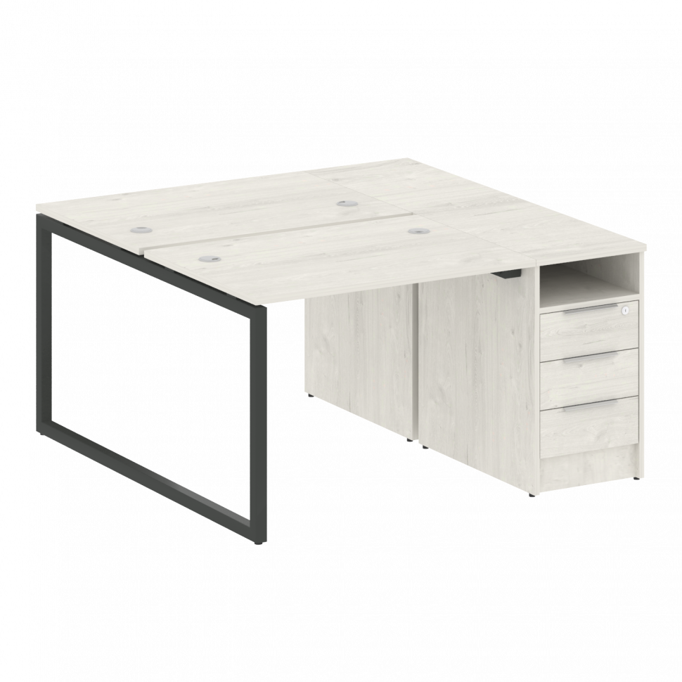 Metal System Quattro Рабочая станция с тумбой на О-образном м/к 40БО.РС-СТП-2.1 Дуб Наварра/Металл А