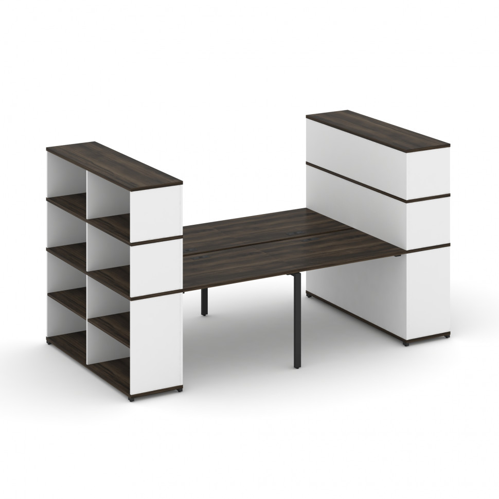 Concept Рабочая станция с опорными стеллажами с надставкой выс. CN.DRS-257 Дуб Мали/Белый Бриллиант/ Concept Рабочая станция с опорными стеллажами с надставкой выс. CN.DRS-257 Дуб Мали/Белый Бриллиант/