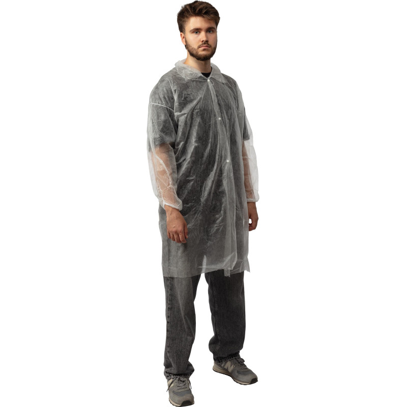 Халат н/с процед, рук.рез, на кнопках, XL, дл.110см, пл 17, белый, 10шт/уп Халат н/с процед, рук.рез, на кнопках, XL, дл.110см, пл 17, белый, 10шт/уп