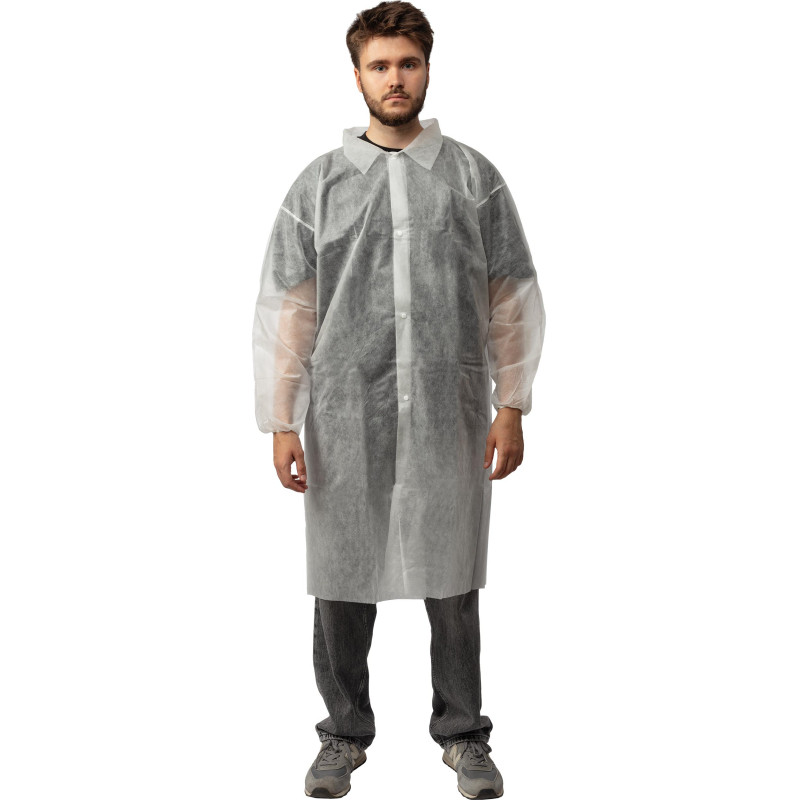 Халат однораз. д/посетителя на кнопках,белый,XL,6522,1шт/уп,ПС