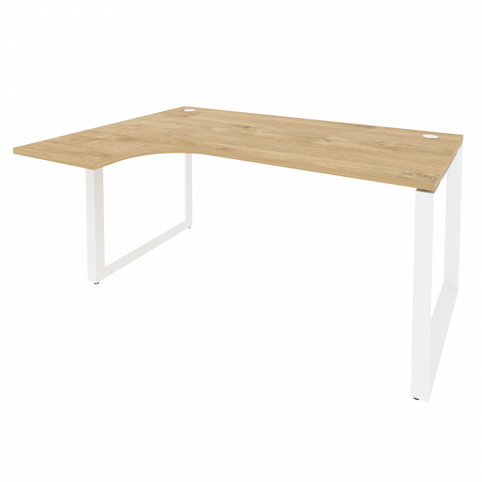 Onix Стол эргономичный левый на О-образном м/к O.MO-SA-4 (L) Тиквуд Светлый/Металл Белый 1580*1180*7 Onix Стол эргономичный левый на О-образном м/к O.MO-SA-4 (L) Тиквуд Светлый/Металл Белый 1580*1180*7