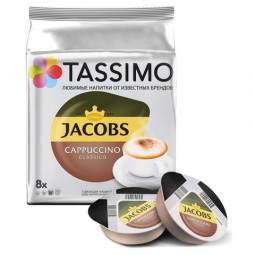 Кофе в капсулах JACOBS "Cappuccino" для кофемашин Tassimo, 8 порций (16 капсул), 8052279