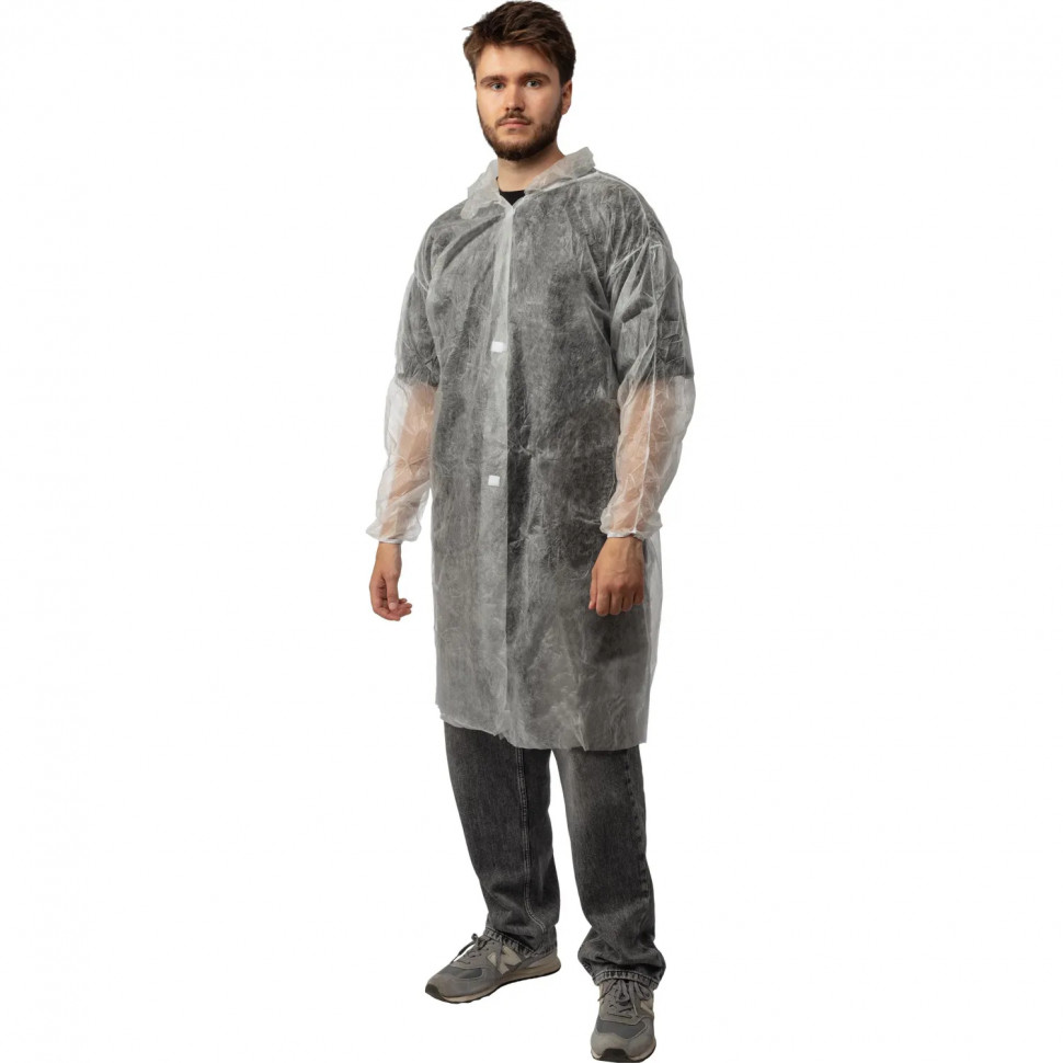Халат н/с процед, рук.рез, на липч, XL, дл.110см, пл 25, белый, 10шт/уп