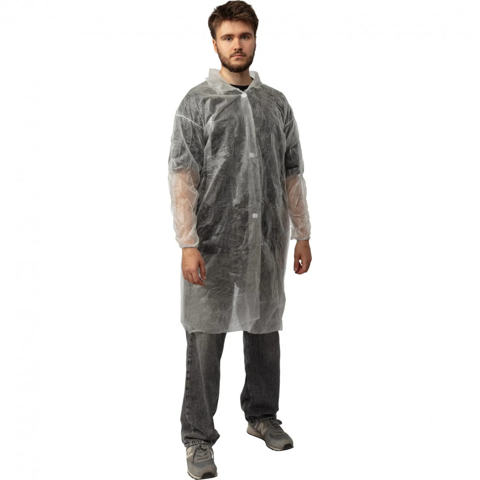 Халат н/с процед, рук.рез, на липч, XL, дл.110см, пл 25, белый, 10шт/уп