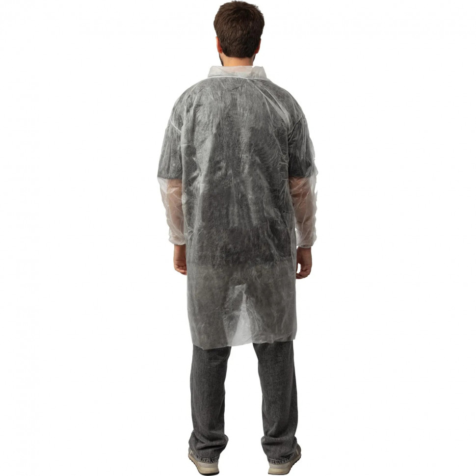 Халат н/с процед, рук.рез, на липч, XL, дл.110см, пл 25, белый, 10шт/уп