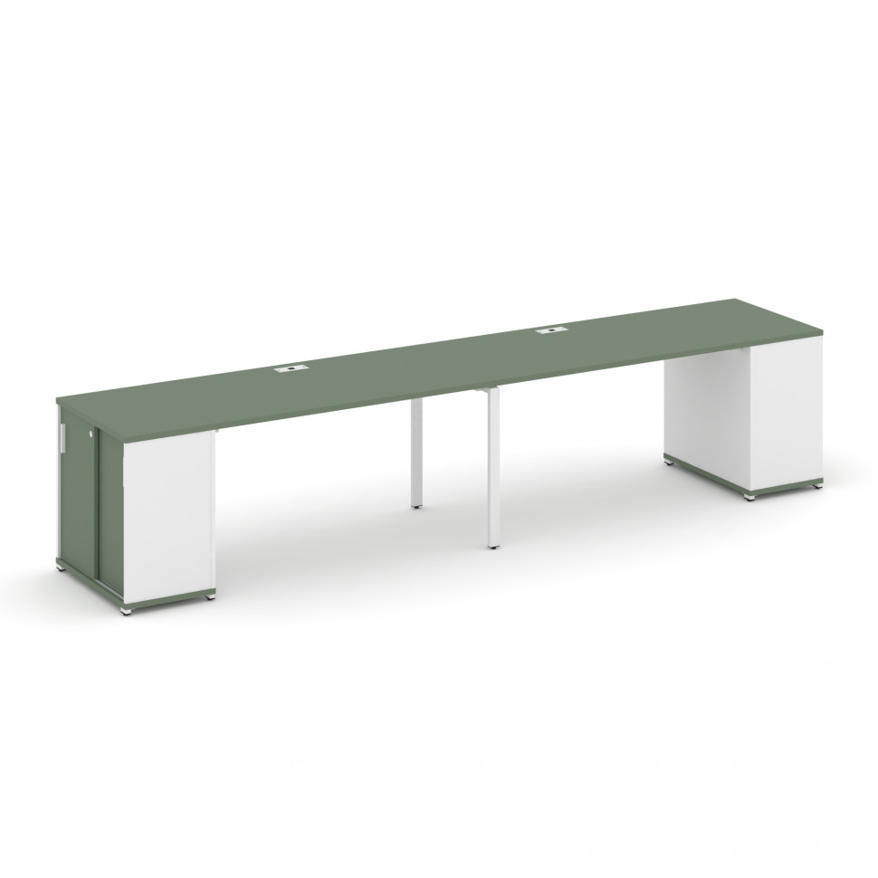 Concept Рабочая станция с опорными шкафом-купе CN.ORS-235 W Кобо/Белый Бриллиант/Металл Белый 3600*7