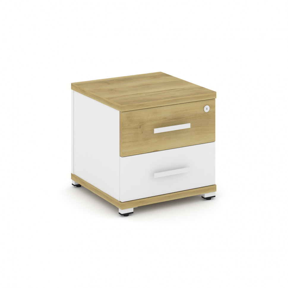 Concept Тумба приставная 2 ящ. CN.TUP-001 W Дуб Винченцо/Белый Бриллиант/Металл Белый 420*420*416