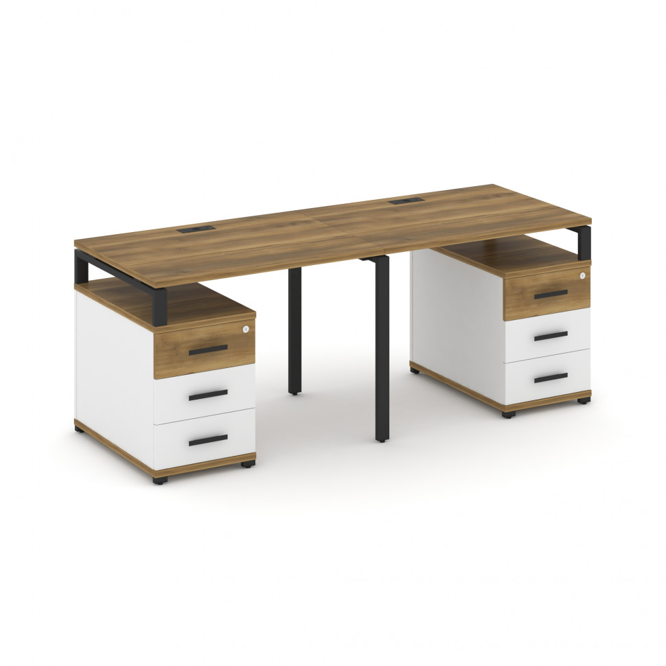 Concept Рабочая станция 2 места с 2 опорными тумбами CN.ORS-317 B Сандал Янтарный/Белый Бриллиант/Ме Concept Рабочая станция 2 места с 2 опорными тумбами CN.ORS-317 B Сандал Янтарный/Белый Бриллиант/Ме