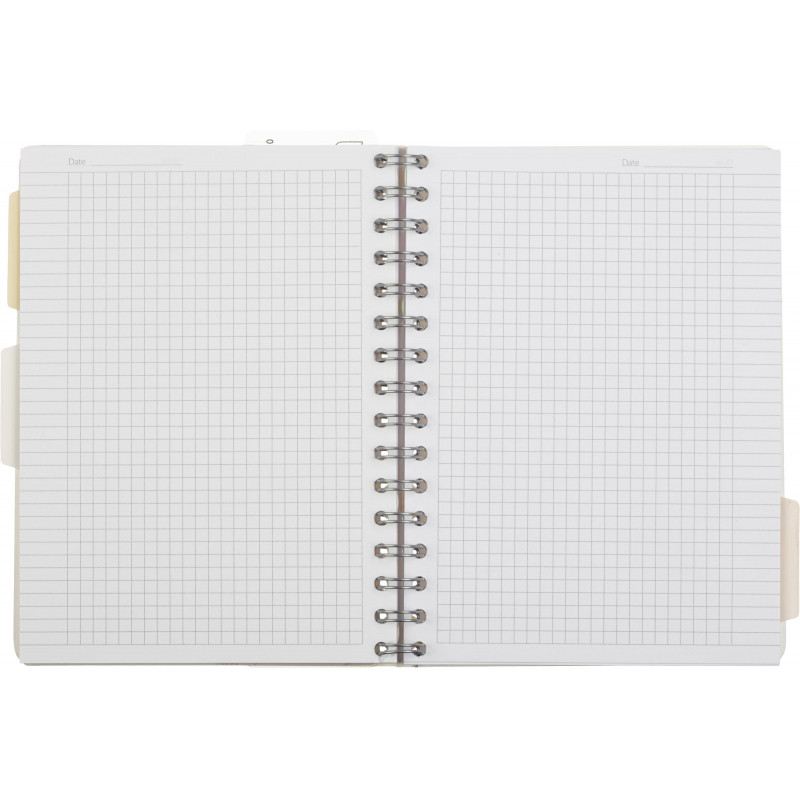 Бизнес-тетрадь 120л,клетка,А5 Flora 1,пласт.обл,серебр.спир,3раздел,линейка