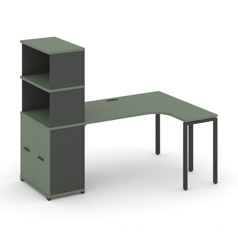 Concept Стол эргономичный с опорным распаш. шкафом с надставкой выс. CN.SA-215(R) A Кобо/Антрацит/М Concept Стол эргономичный с опорным распаш. шкафом с надставкой выс. CN.SA-215(R) A Кобо/Антрацит/М