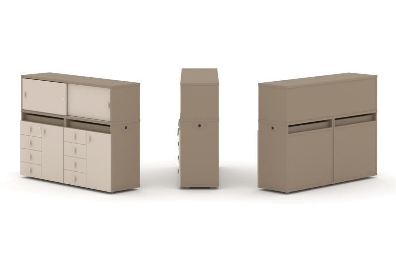 Estetica Набор №4. Тумба двойная+низкая надставка ES.NB.2N-4 Латте/Капучино 1500*410*1135