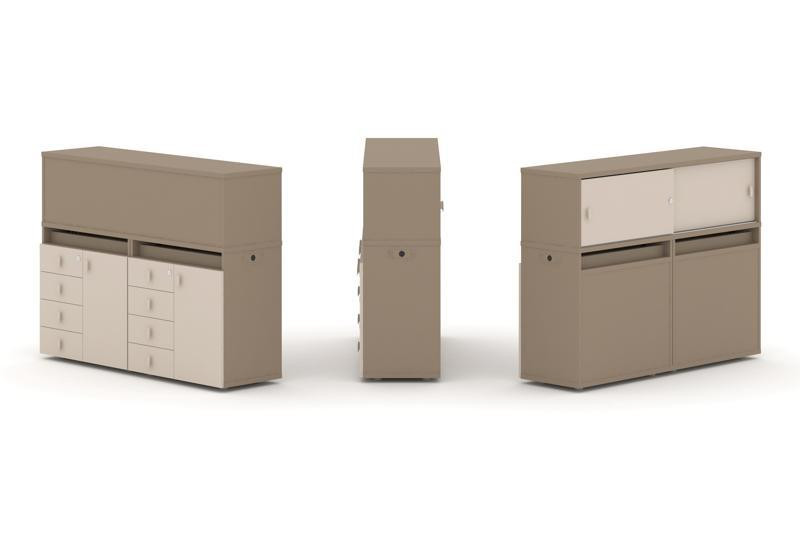 Estetica Набор №4. Тумба двойная+низкая надставка ES.NB.2N-4 Латте/Капучино 1500*410*1135