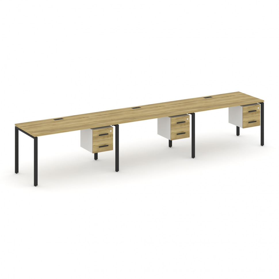 Concept Рабочая станция односторонняя с подвес. тумбами 3 места CN.ORS-135 B Дуб Винченцо/Белый Брил