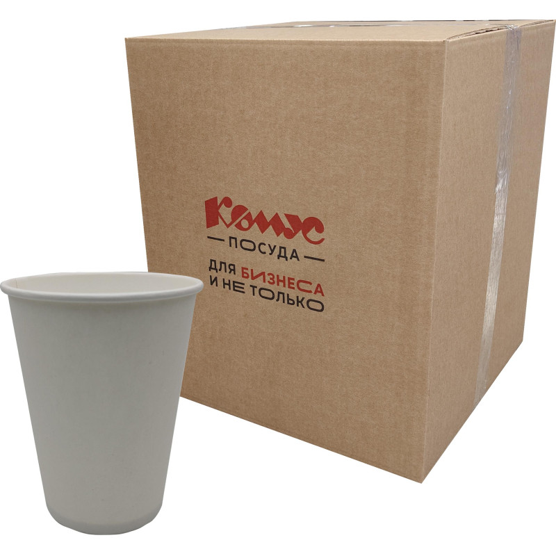 Стакан одноразовый бум однослойный d-90мм 300мл белый 800шт/кор