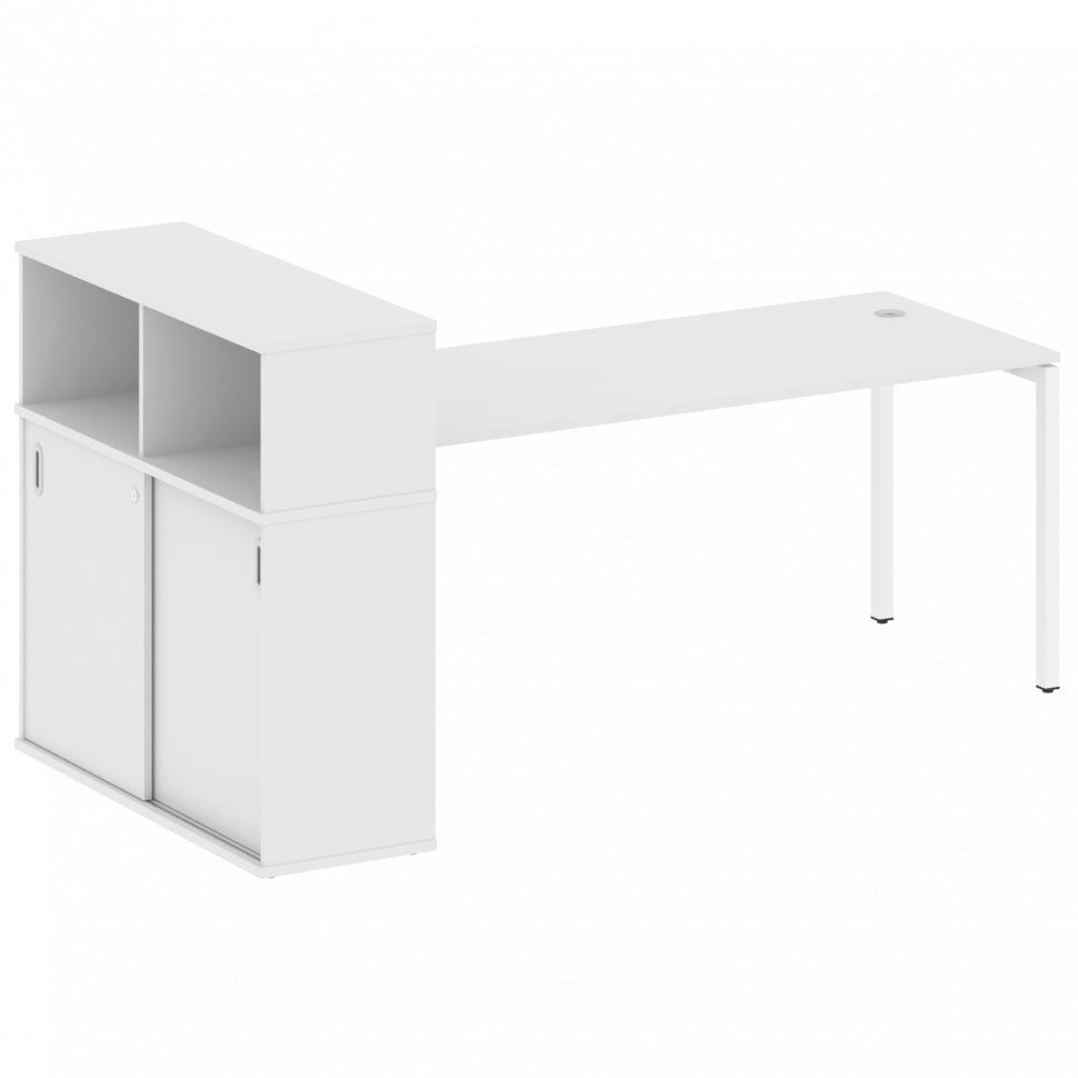 Metal System Quattro Стол письменный с шкафом-купе на П-образном м/к 40БП.РС-СШК-3.5 Т Белый/Металл Metal System Quattro Стол письменный с шкафом-купе на П-образном м/к 40БП.РС-СШК-3.5 Т Белый/Металл