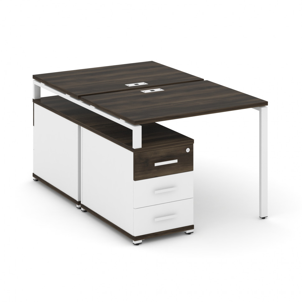 Concept Рабочая станция 2 места с двухсторонней опорной тумбой CN.DRS-301 W Дуб Мали/Белый Бриллиант