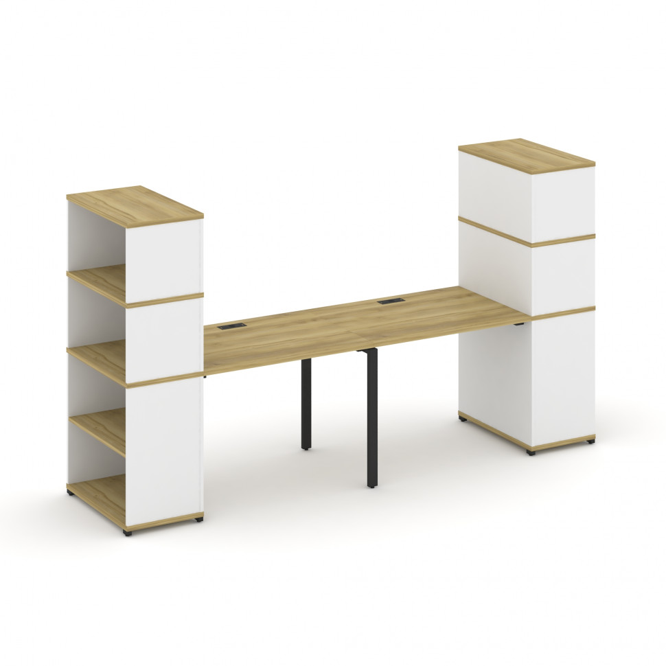 Concept Рабочая станция с опорными стеллажами с надставкой выс. CN.ORS-213 Дуб Винченцо/Белый Брилли