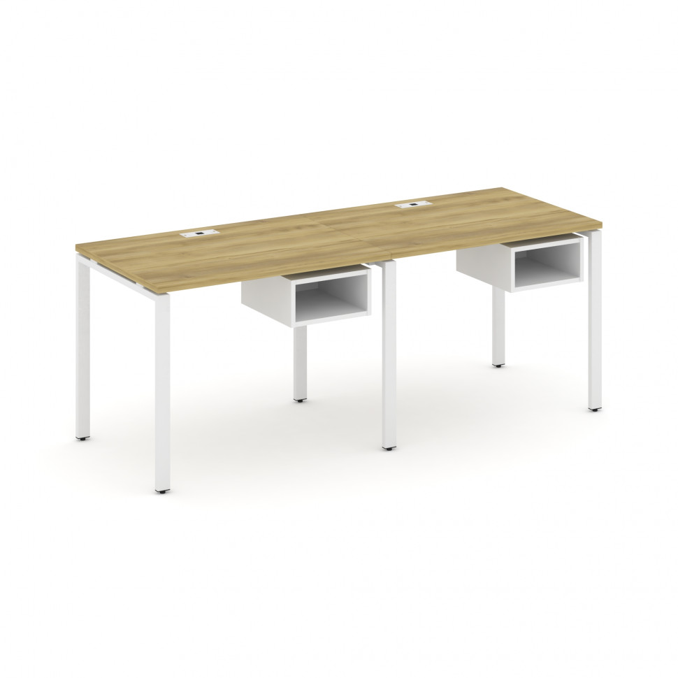 Concept Рабочая станция односторонняя с подвес. тумбами 2 места CN.ORS-101 Дуб Винченцо/Белый Брилли