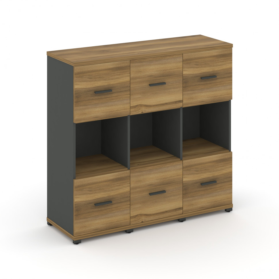 Concept Шкаф 3 узкие секции, 3 ниши CN.STU-335 A Сандал Янтарный/Антрацит/Металл Антрацит 1252*420*1