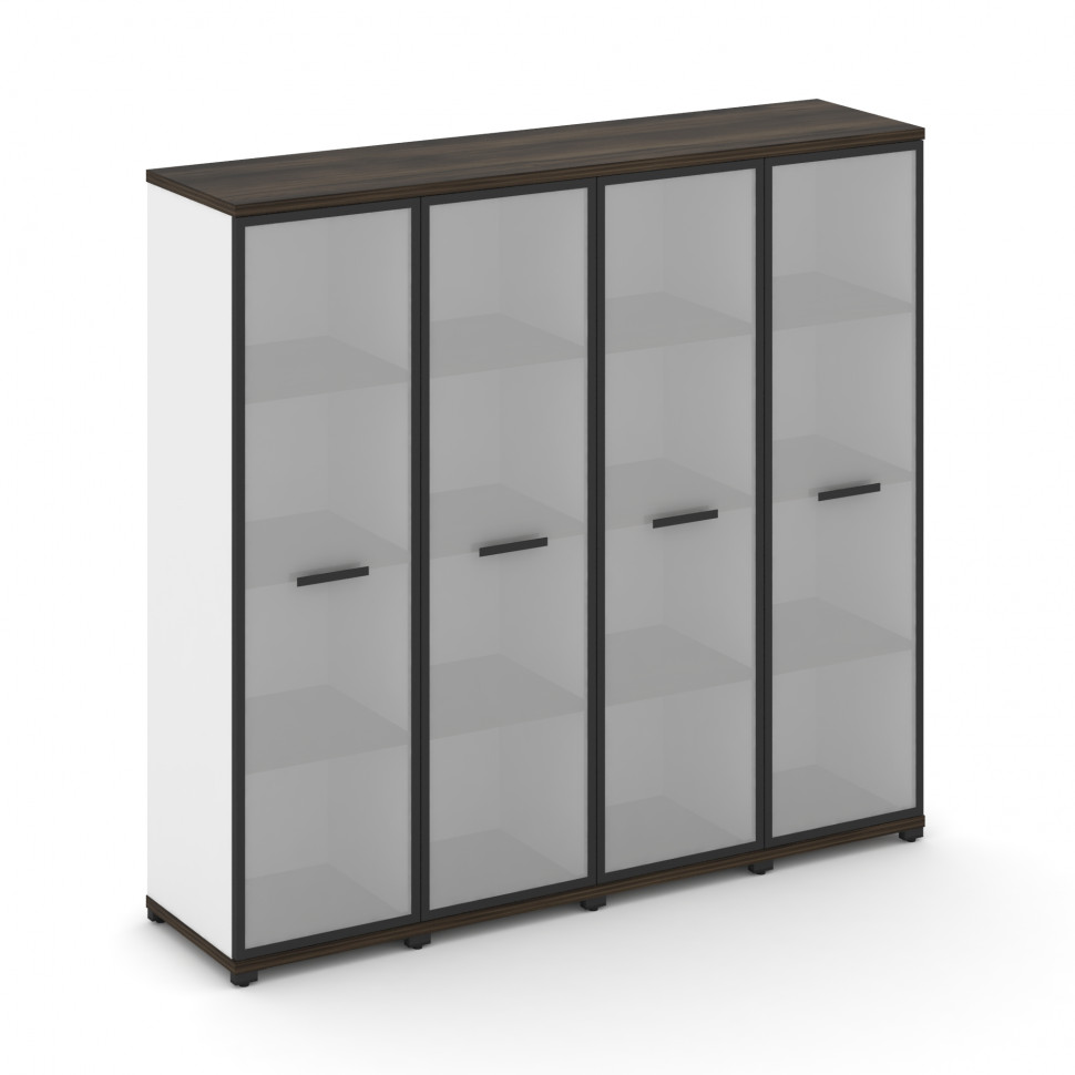 Concept Шкаф 4 узкие секции, 4 ниши CN.STU-446 RMB B Дуб Мали/Белый Бриллиант/Металл Черный/Сатин 16