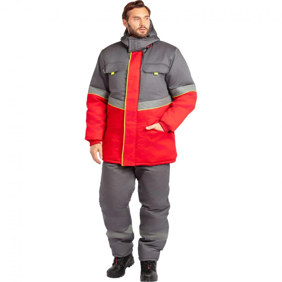 Куртка рабочая зимняя муж з43-КУ крас/сер (р.48-50) 158-164 (серия З)