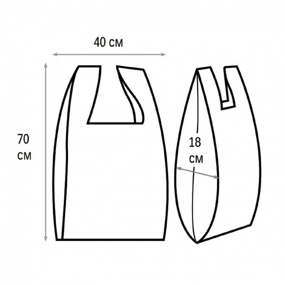 Пакет-майка УСИЛЕННЫЙ, ПНД, 40+18+70 см, черный, 30 мкм, 50 шт/уп